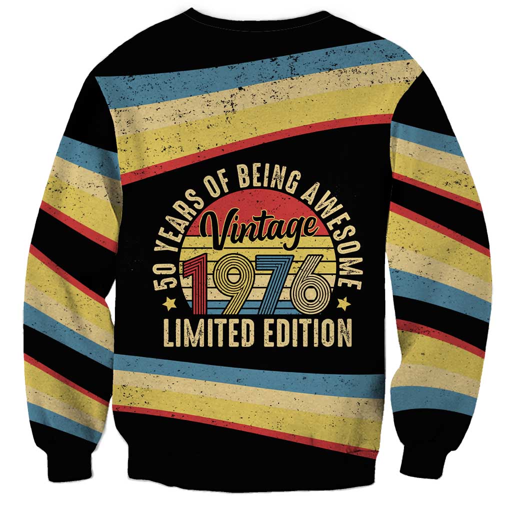 Vintage 1976 Birthday Celebration Sweatshirt 50th Birthday for Him - Retro Distressed Stripe Pattern