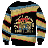 Vintage 1976 Birthday Celebration Sweatshirt 50th Birthday for Him - Retro Distressed Stripe Pattern