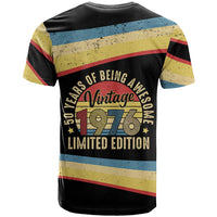 Vintage 1976 Birthday Celebration T Shirt 50th Birthday for Him - Retro Distressed Stripe Pattern
