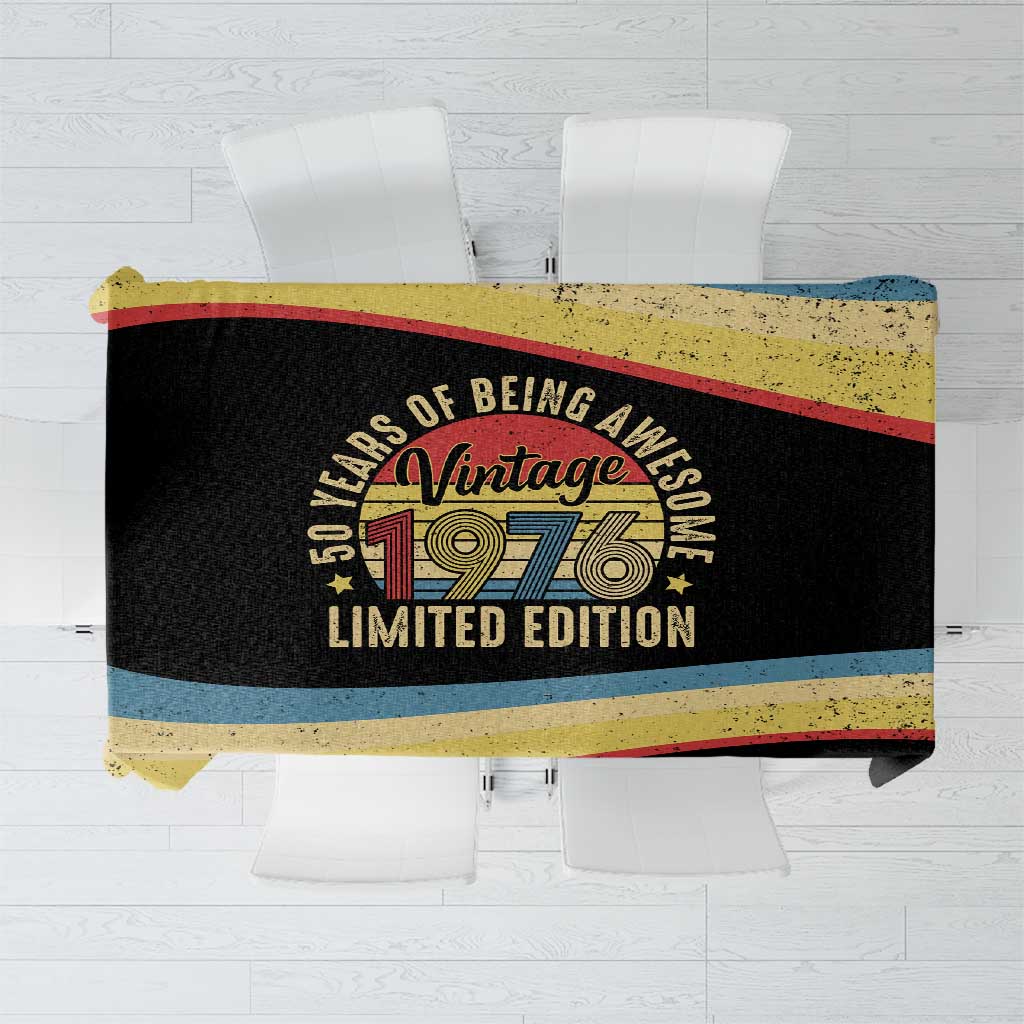 Vintage 1976 Birthday Celebration Tablecloth 50th Birthday for Him - Retro Distressed Stripe Pattern