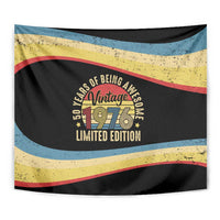 Vintage 1976 Birthday Celebration Tapestry 50th Birthday for Him - Retro Distressed Stripe Pattern