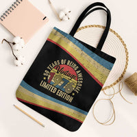 Vintage 1976 Birthday Celebration Tote Bag 50th Birthday for Him - Retro Distressed Stripe Pattern