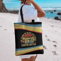 Vintage 1976 Birthday Celebration Tote Bag 50th Birthday for Him - Retro Distressed Stripe Pattern