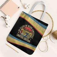 Vintage 1976 Birthday Celebration Tote Bag 50th Birthday for Him - Retro Distressed Stripe Pattern