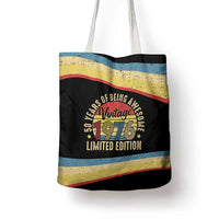 Vintage 1976 Birthday Celebration Tote Bag 50th Birthday for Him - Retro Distressed Stripe Pattern