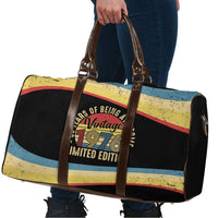 Vintage 1976 Birthday Celebration Travel Bag 50th Birthday for Him - Retro Distressed Stripe Pattern