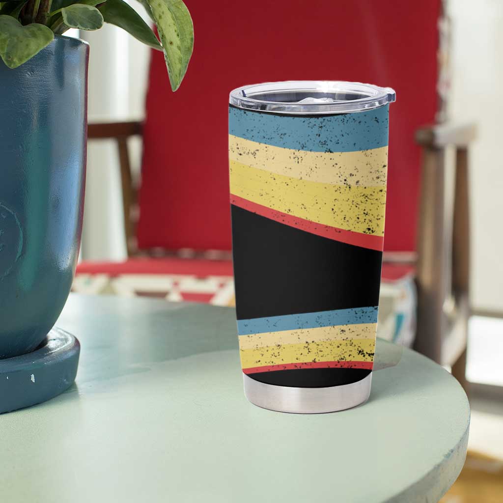Vintage 1976 Birthday Celebration Tumbler Cup 50th Birthday for Him - Retro Distressed Stripe Pattern