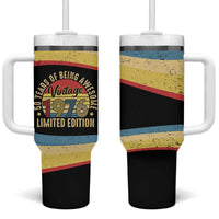 Vintage 1976 Birthday Celebration Tumbler With Handle 50th Birthday for Him - Retro Distressed Stripe Pattern