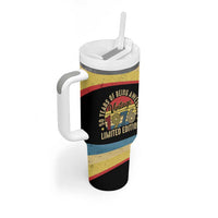 Vintage 1976 Birthday Celebration Tumbler With Handle 50th Birthday for Him - Retro Distressed Stripe Pattern
