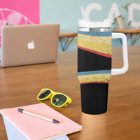 Vintage 1976 Birthday Celebration Tumbler With Handle 50th Birthday for Him - Retro Distressed Stripe Pattern