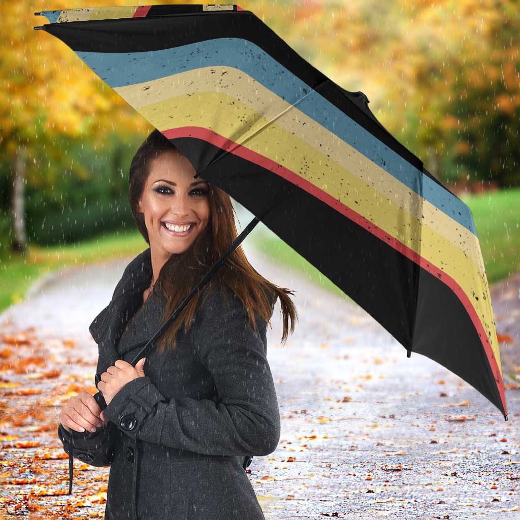Vintage 1976 Birthday Celebration Umbrella 50th Birthday for Him - Retro Distressed Stripe Pattern