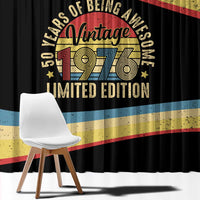 Vintage 1976 Birthday Celebration Window Curtain 50th Birthday for Him - Retro Distressed Stripe Pattern
