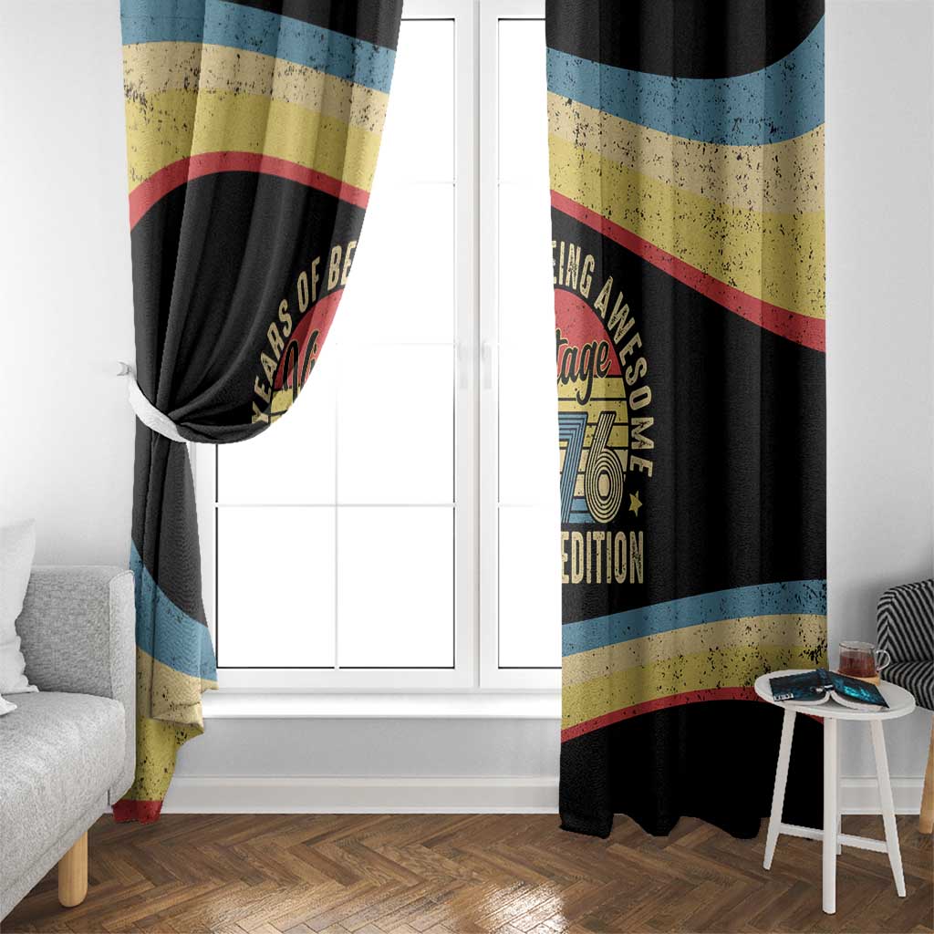 Vintage 1976 Birthday Celebration Window Curtain 50th Birthday for Him - Retro Distressed Stripe Pattern