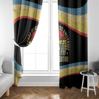 Vintage 1976 Birthday Celebration Window Curtain 50th Birthday for Him - Retro Distressed Stripe Pattern