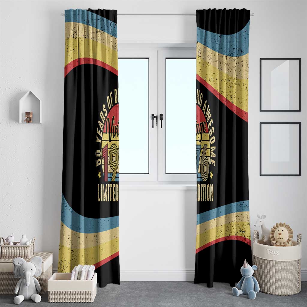 Vintage 1976 Birthday Celebration Window Curtain 50th Birthday for Him - Retro Distressed Stripe Pattern