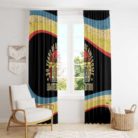 Vintage 1976 Birthday Celebration Window Curtain 50th Birthday for Him - Retro Distressed Stripe Pattern