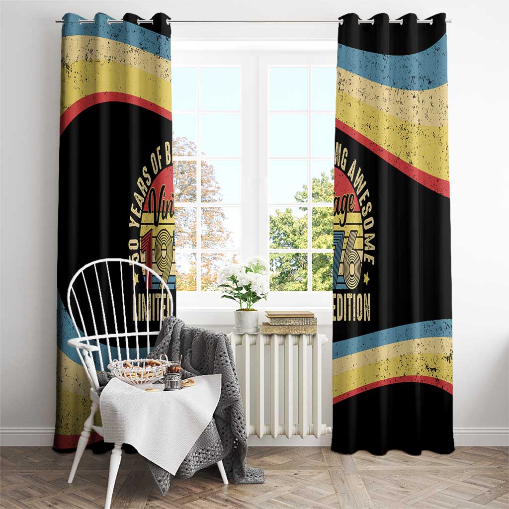 Vintage 1976 Birthday Celebration Window Curtain 50th Birthday for Him - Retro Distressed Stripe Pattern