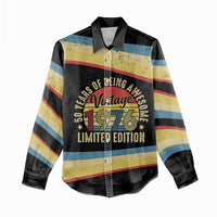 Vintage 1976 Birthday Celebration Women Casual Shirt 50th Birthday for Him - Retro Distressed Stripe Pattern