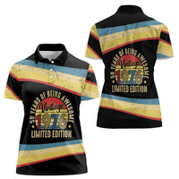 Vintage 1976 Birthday Celebration Women Polo Shirt 50th Birthday for Him - Retro Distressed Stripe Pattern