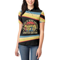 Vintage 1976 Birthday Celebration Women Polo Shirt 50th Birthday for Him - Retro Distressed Stripe Pattern