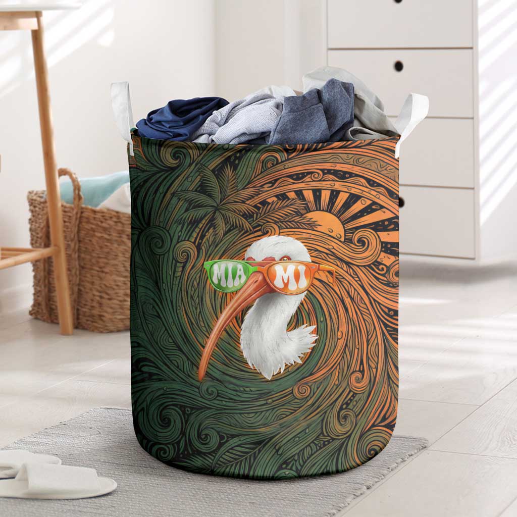 Vintage American White Ibis Laundry Basket Miami Sunglasses Artistic Tribal Wave Pattern