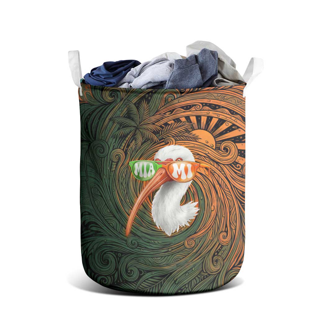 Vintage American White Ibis Laundry Basket Miami Sunglasses Artistic Tribal Wave Pattern