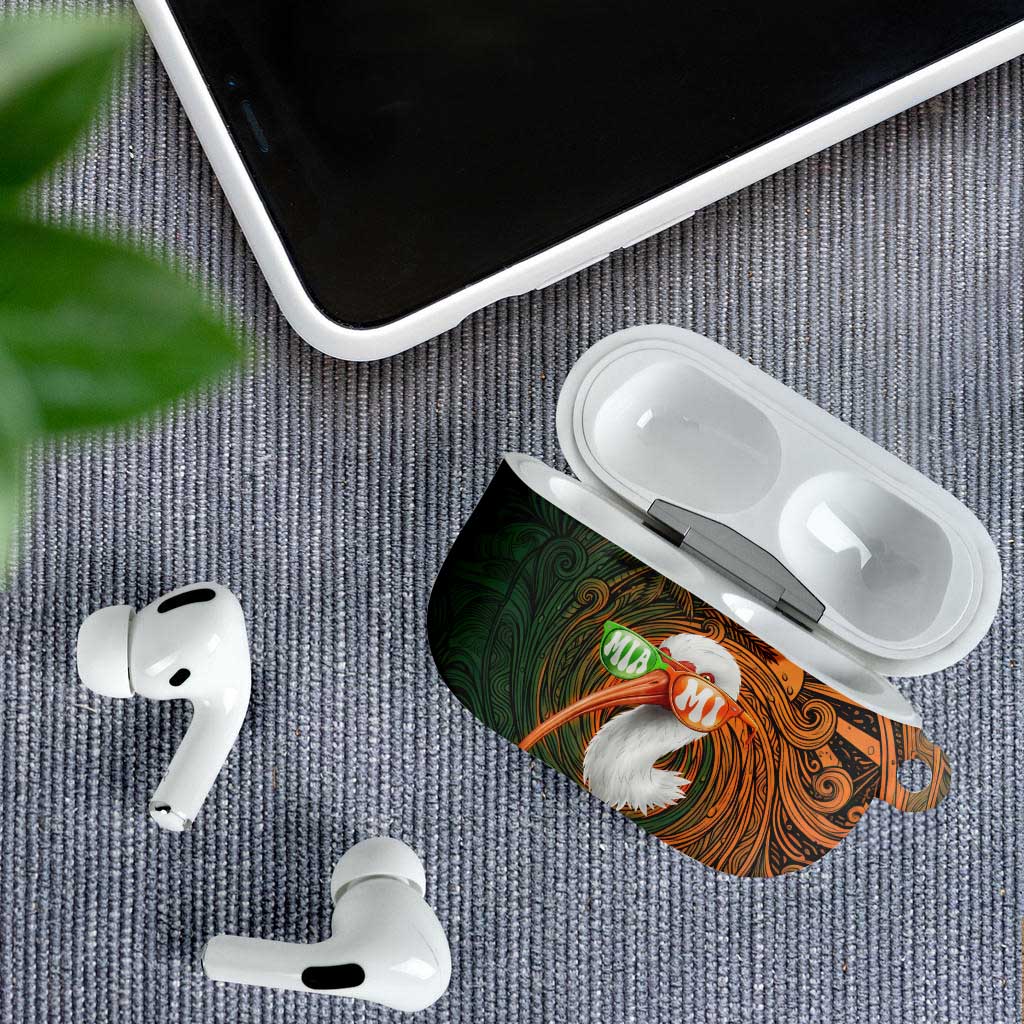 Vintage American White Ibis AirPods Case Miami Sunglasses Artistic Tribal Wave Pattern