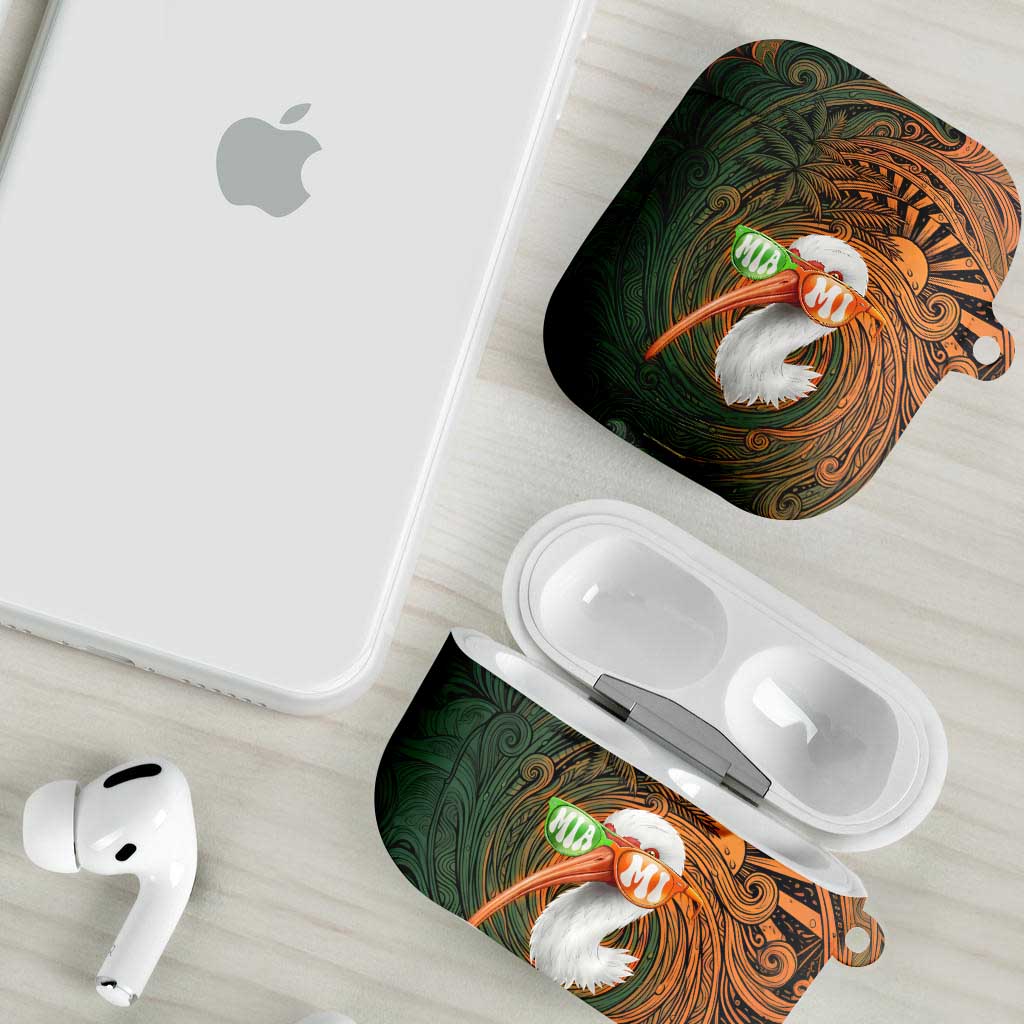 Vintage American White Ibis AirPods Case Miami Sunglasses Artistic Tribal Wave Pattern