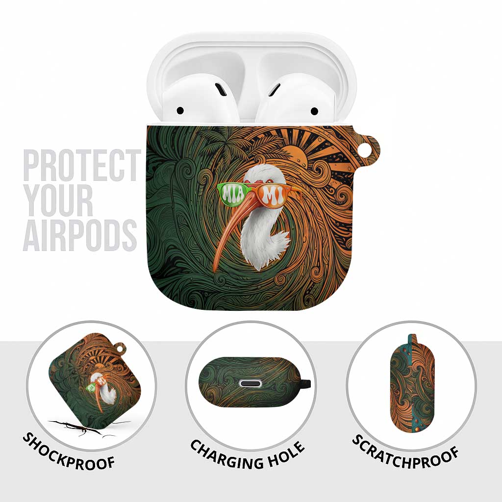 Vintage American White Ibis AirPods Case Miami Sunglasses Artistic Tribal Wave Pattern