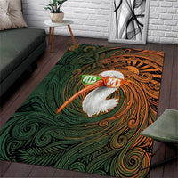 Vintage American White Ibis Area Rug Miami Sunglasses Artistic Tribal Wave Pattern