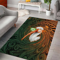 Vintage American White Ibis Area Rug Miami Sunglasses Artistic Tribal Wave Pattern