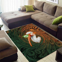 Vintage American White Ibis Area Rug Miami Sunglasses Artistic Tribal Wave Pattern