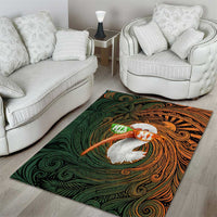 Vintage American White Ibis Area Rug Miami Sunglasses Artistic Tribal Wave Pattern