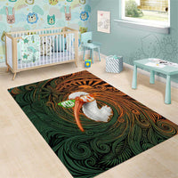 Vintage American White Ibis Area Rug Miami Sunglasses Artistic Tribal Wave Pattern