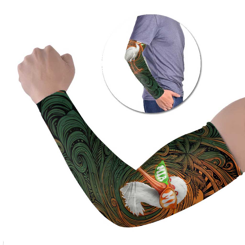 Vintage American White Ibis Arm Sleeves Miami Sunglasses Artistic Tribal Wave Pattern