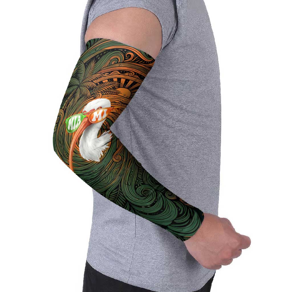 Vintage American White Ibis Arm Sleeves Miami Sunglasses Artistic Tribal Wave Pattern