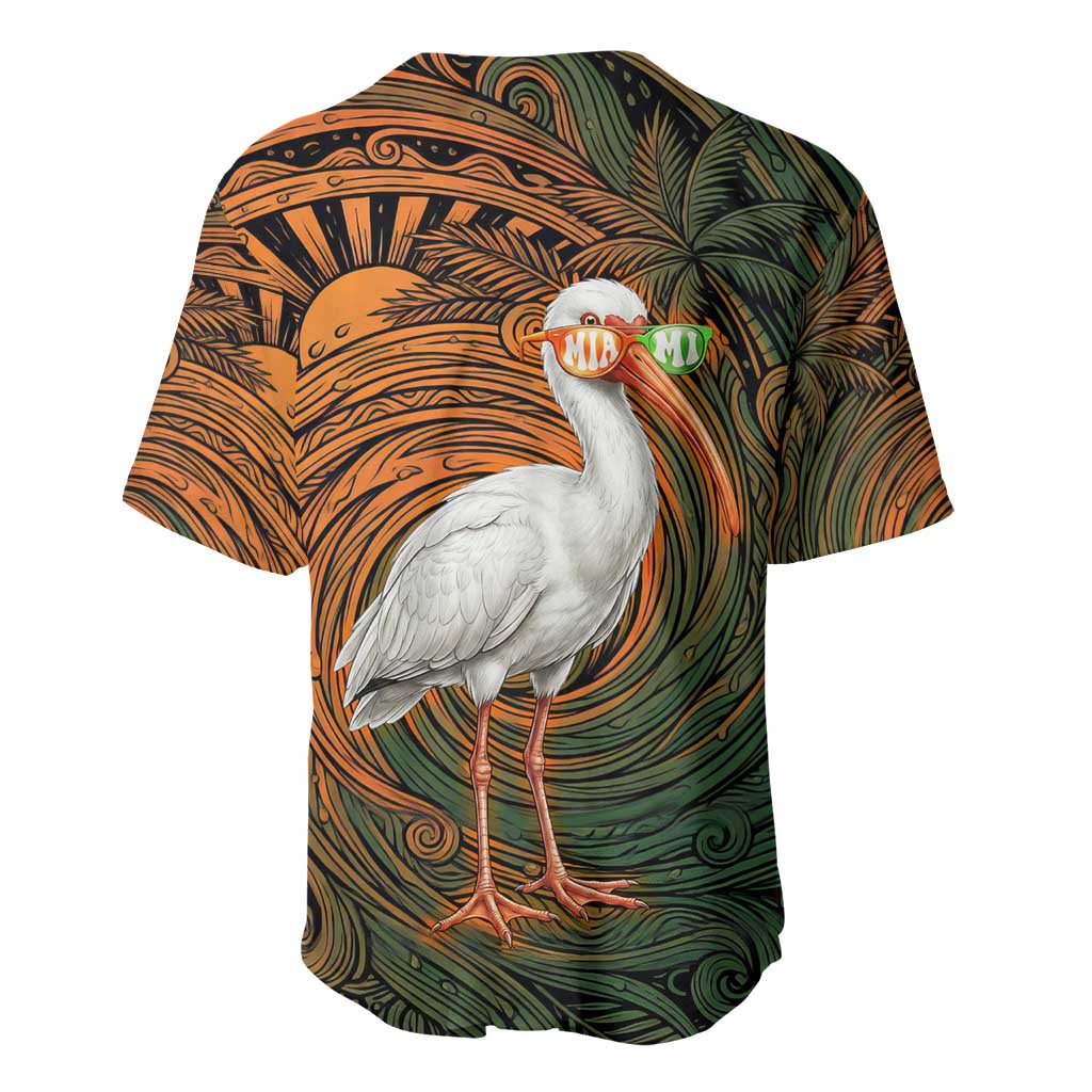 Vintage American White Ibis Baseball Jersey Miami Sunglasses Artistic Tribal Wave Pattern