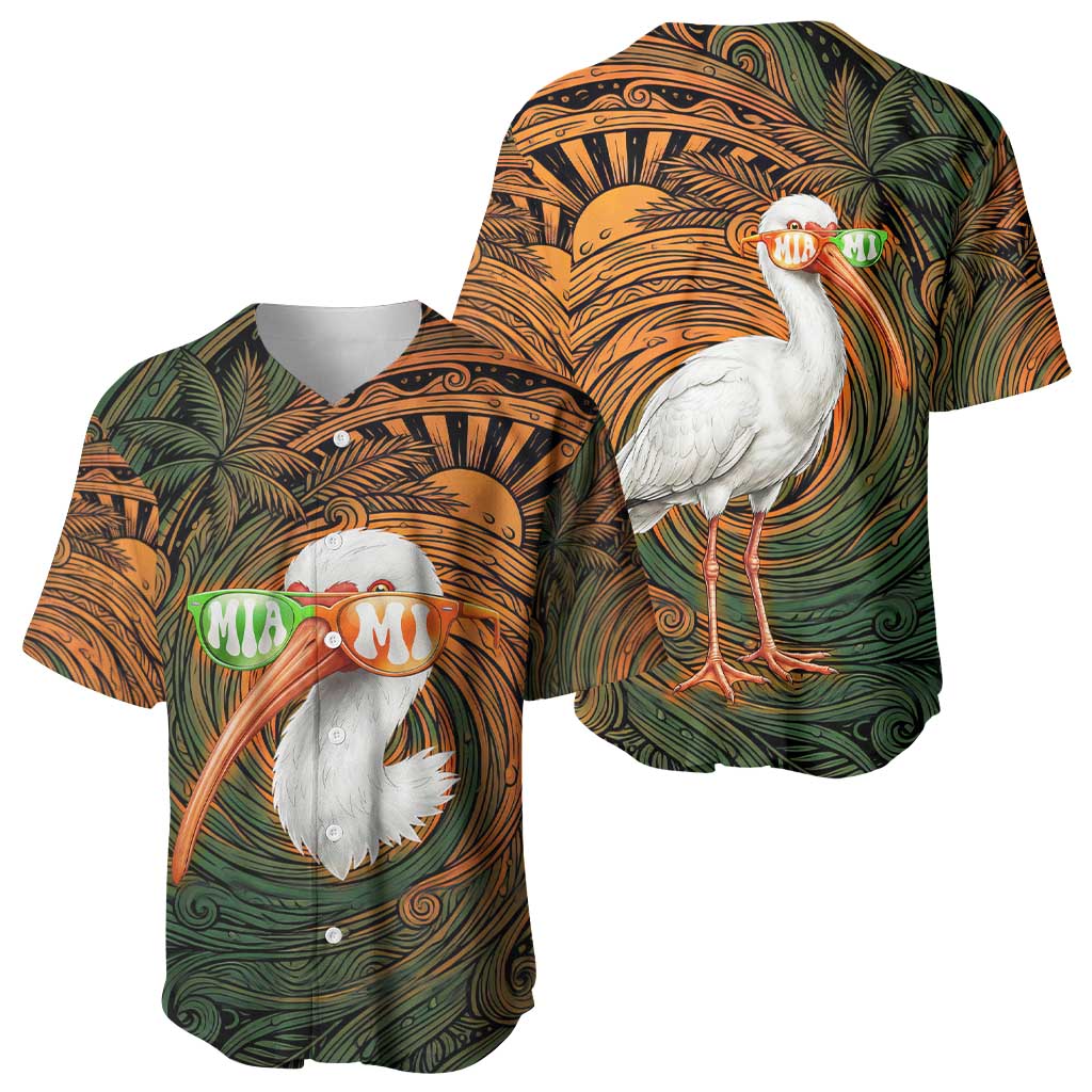 Vintage American White Ibis Baseball Jersey Miami Sunglasses Artistic Tribal Wave Pattern