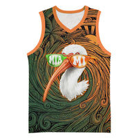 Vintage American White Ibis Basketball Jersey Miami Sunglasses Artistic Tribal Wave Pattern