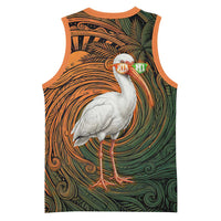 Vintage American White Ibis Basketball Jersey Miami Sunglasses Artistic Tribal Wave Pattern
