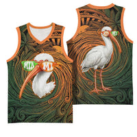 Vintage American White Ibis Basketball Jersey Miami Sunglasses Artistic Tribal Wave Pattern