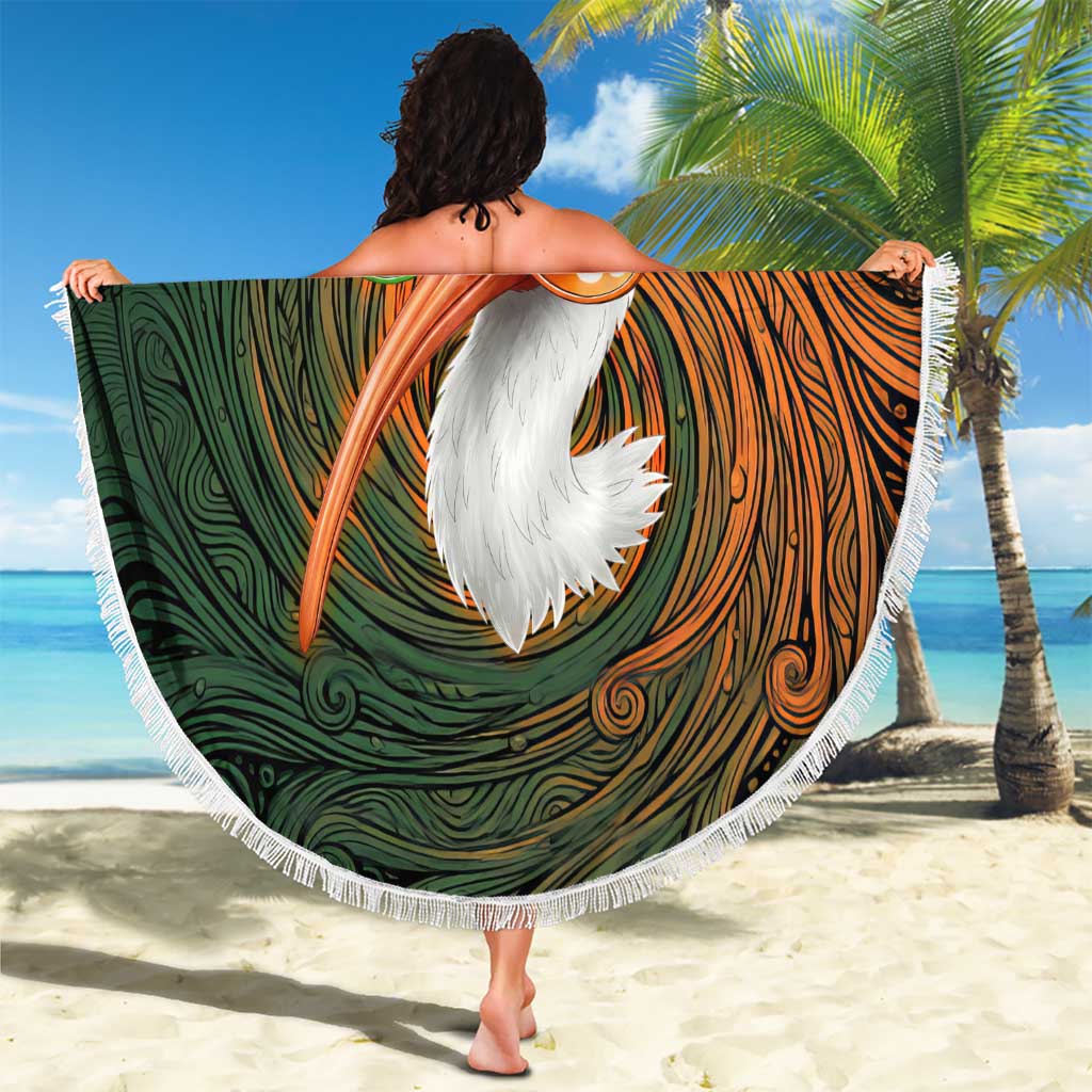 Vintage American White Ibis Beach Blanket Miami Sunglasses Artistic Tribal Wave Pattern