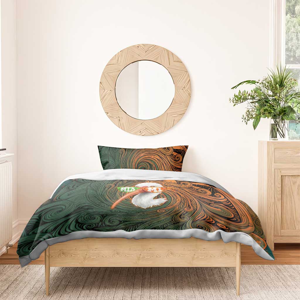 Vintage American White Ibis Bedding Set Miami Sunglasses Artistic Tribal Wave Pattern