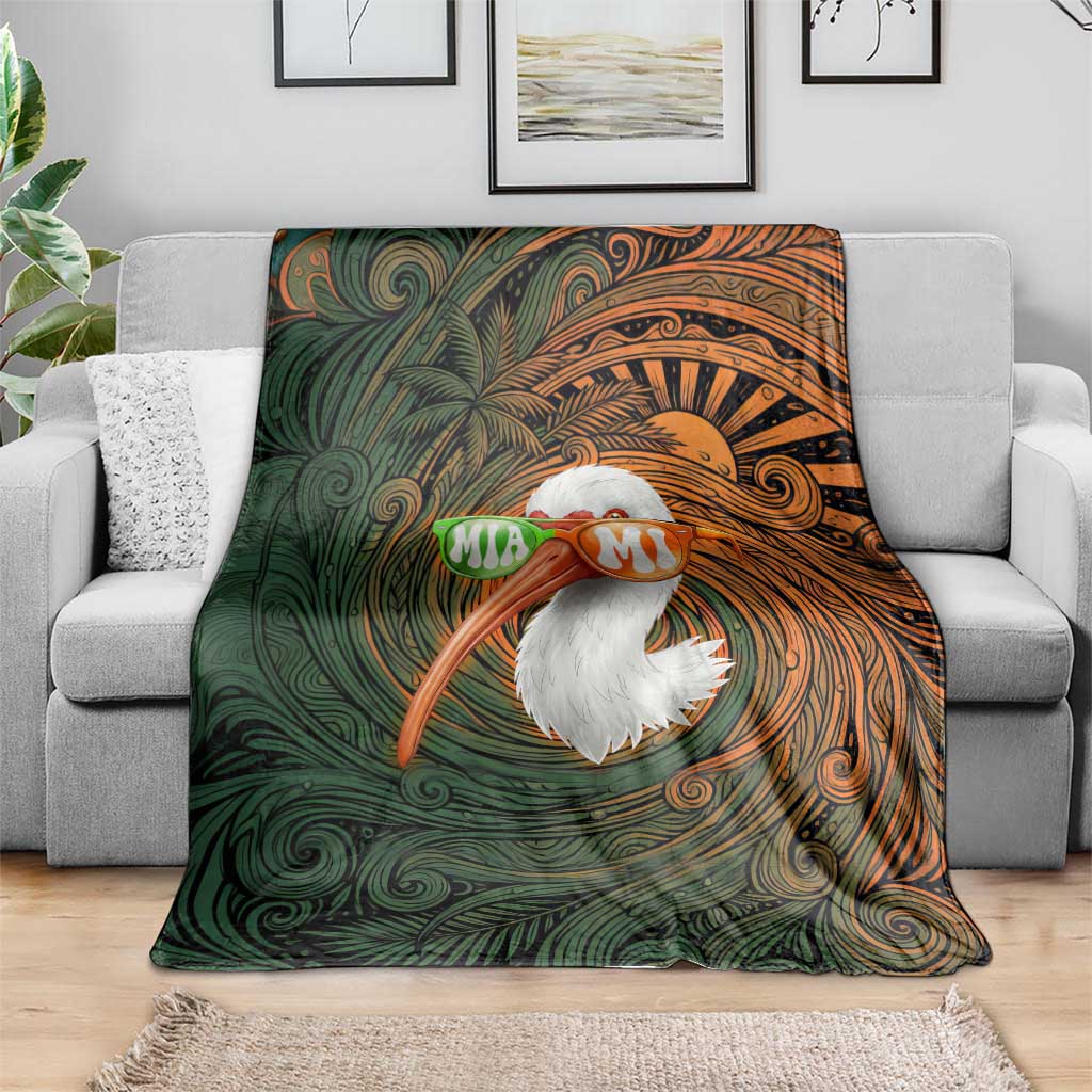 Vintage American White Ibis Blanket Miami Sunglasses Artistic Tribal Wave Pattern