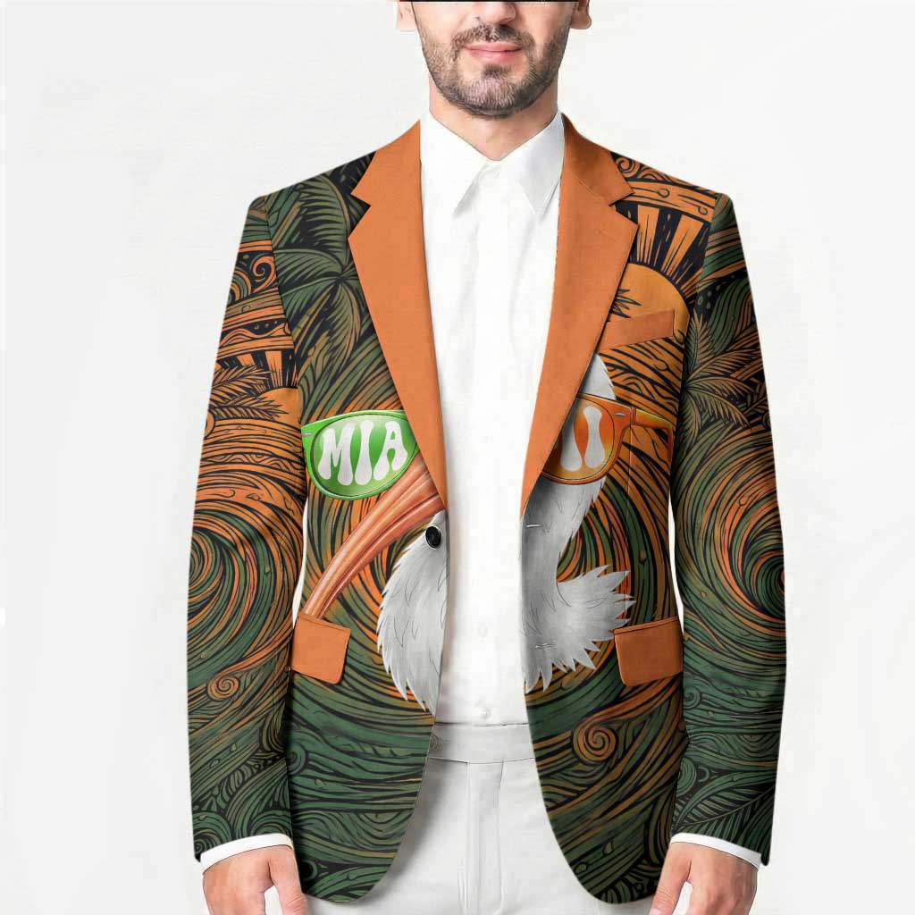 Vintage American White Ibis Blazer Miami Sunglasses Artistic Tribal Wave Pattern