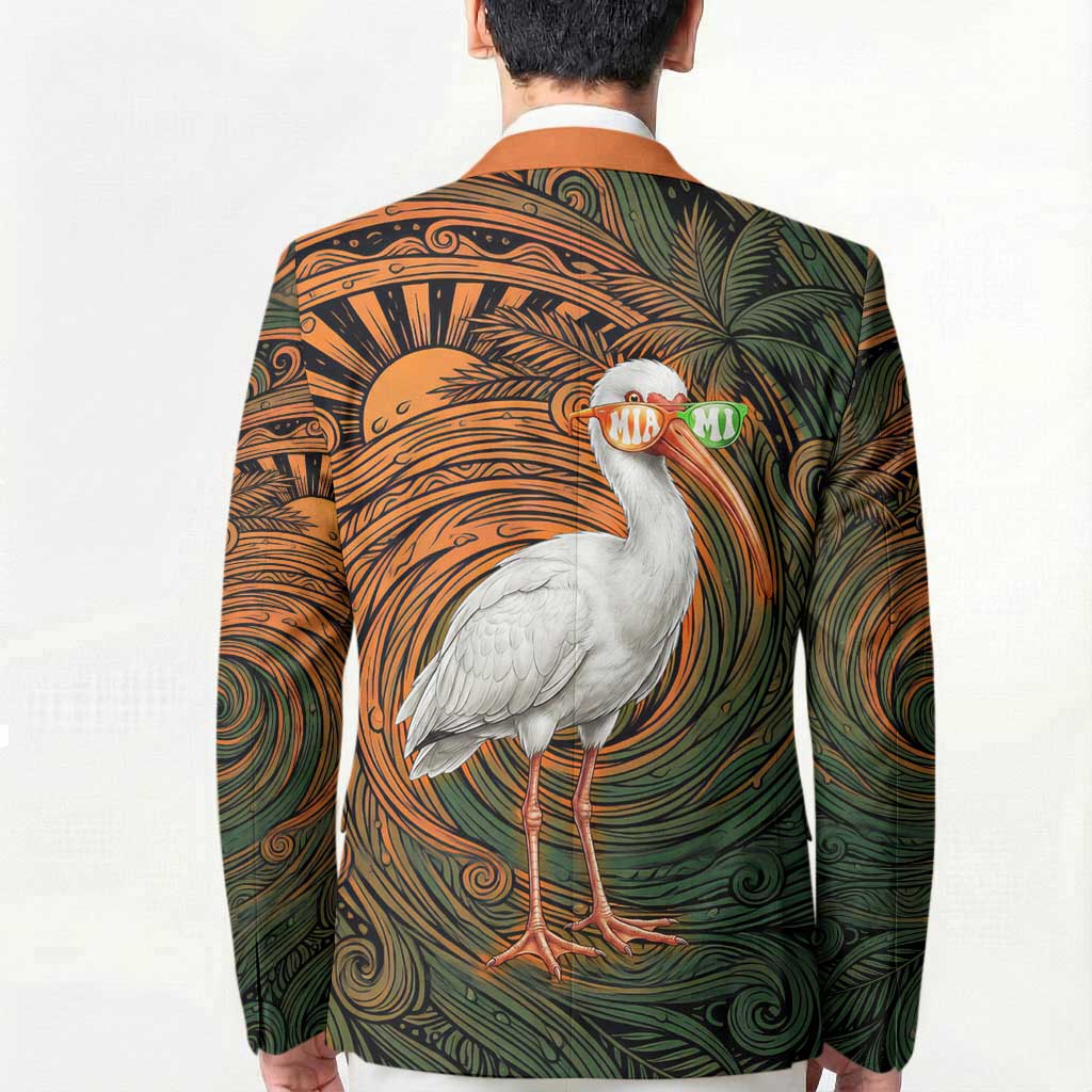 Vintage American White Ibis Blazer Miami Sunglasses Artistic Tribal Wave Pattern