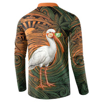 Vintage American White Ibis Button Sweatshirt Miami Sunglasses Artistic Tribal Wave Pattern