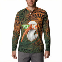 Vintage American White Ibis Button Sweatshirt Miami Sunglasses Artistic Tribal Wave Pattern