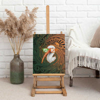 Vintage American White Ibis Canvas Wall Art Miami Sunglasses Artistic Tribal Wave Pattern
