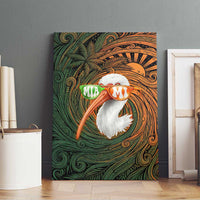 Vintage American White Ibis Canvas Wall Art Miami Sunglasses Artistic Tribal Wave Pattern